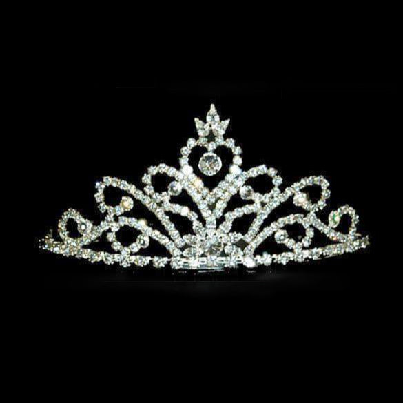 Clear Crystal Rhinestone Silver Tiara with Combs
