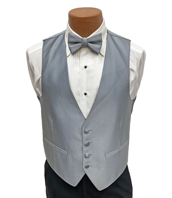 Flow 'Dynasty' Men's Fullback Vest  and Tie Set - Platinum Milroy's Formal Wear