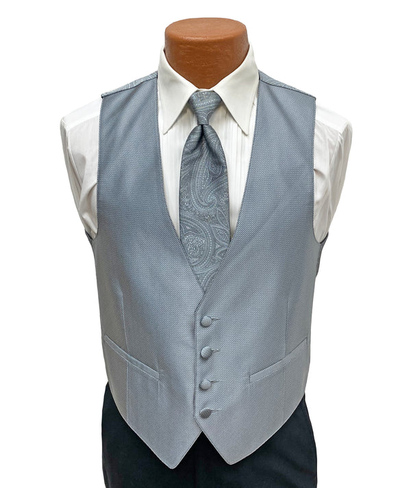 Flow 'Dynasty' Men's Fullback Vest  and Tie Set - Platinum Flow Formals