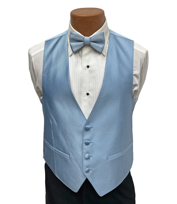 Flow 'Dynasty' Men's Fullback Vest and Tie Set - Powder Blue Milroy's Formal Wear