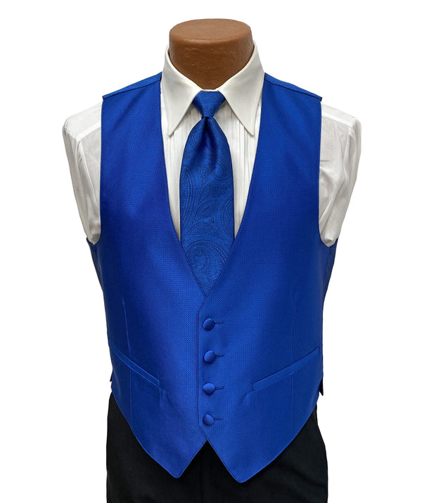 Flow 'Dynasty' Men's Fullback Vest and Tie Set - Royal Blue Milroy's Formal Wear