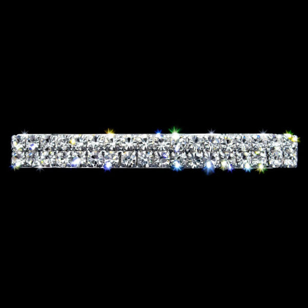 Crystal Rhinestone 2 Row  Silver Barrette Rhinestone Jewelry Corp