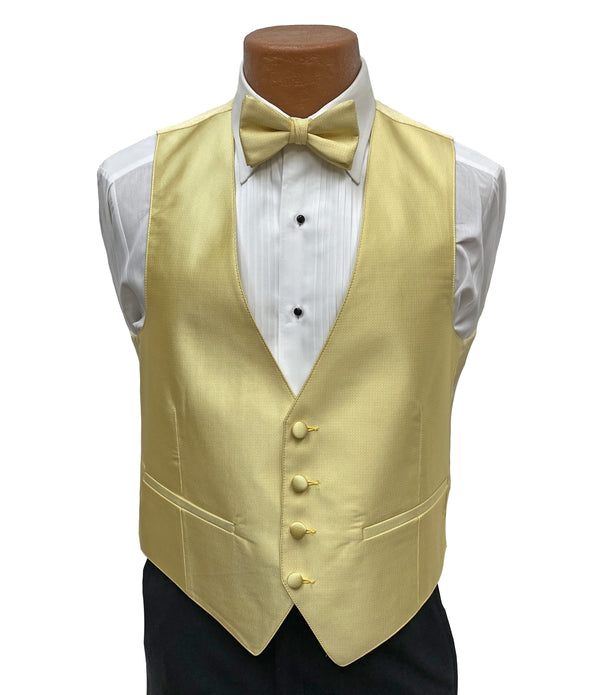 Flow 'Dynasty' Men's Fullback Vest and Tie Set  - Buttercup Yellow Milroy's Formal Wear
