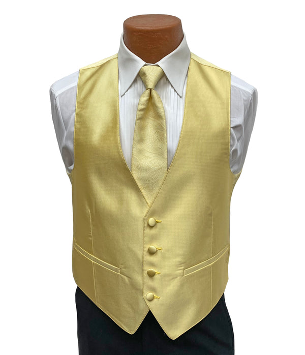 Flow 'Dynasty' Men's Fullback Vest and Tie Set  - Buttercup Yellow Flow Formals