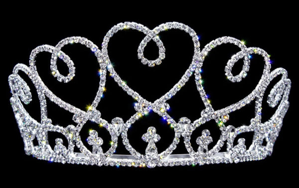 Heart Bouquet Crystal Rhinestone 3" Silver Tiara Rhinestone Jewelry