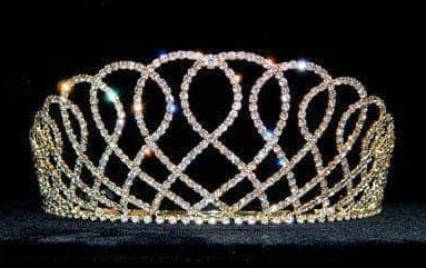 Elizabethian Lace Crystal Rhinestone 3" Gold Tiara Rhinestone JewelryÂ