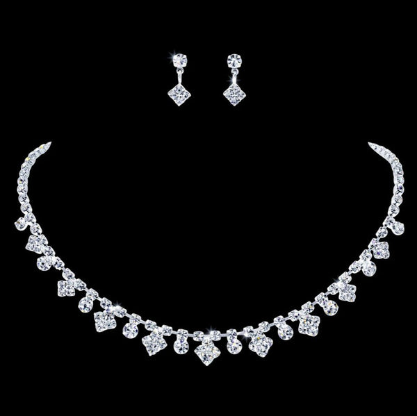 Petite Diamonds Necklace & Earring Set Rhinestone Jewelry