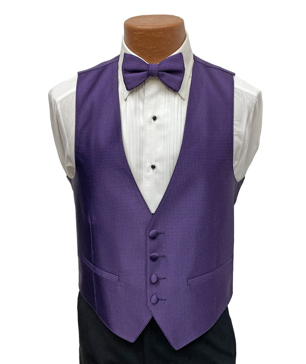 Flow 'Dynasty' Men's Fullback Vest and Tie Set - Purple Milroy's Formal Wear