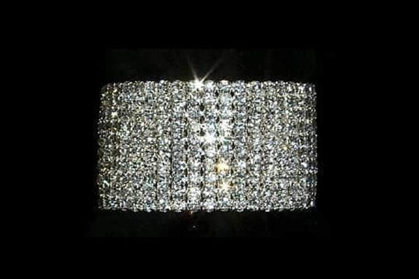 Crystal Rhinestone Silver 10 Row Stretch Bracelet Rhinestone Jewelry Corp