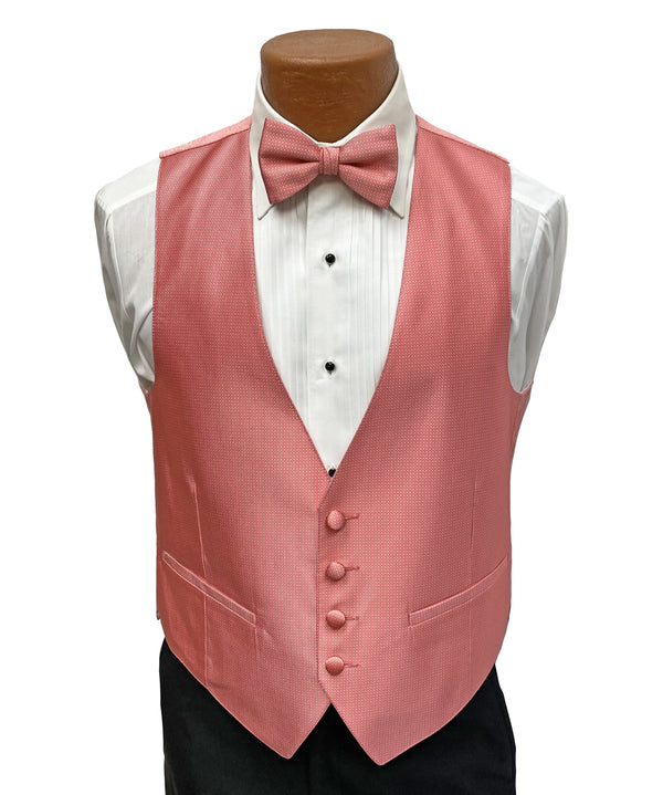 Flow 'Dynasty' Men's Fullback Vest and Tie Set - Coral Milroy's Formal Wear