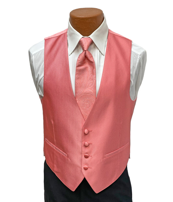 Flow 'Dynasty' Men's Fullback Vest and Tie Set - Coral Flow Formals