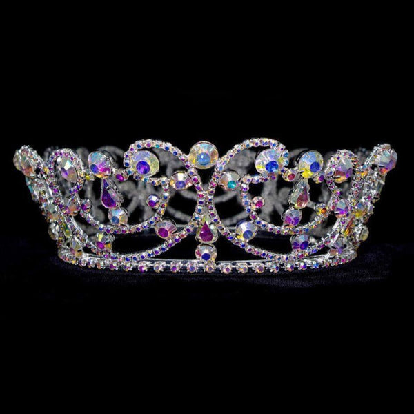 Iridescent AB Jeweled Wave 2" Silver Full Crown Rhinestone Jewelry Corp