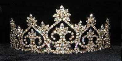 Royal Court Crystal Rhinestone 2.5" Gold Tiara Rhinestone Jewelry Corp