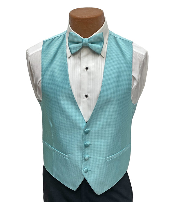 Flow 'Dynasty' Men's Fullback Vest and Tie Set - Tiffany Blue Milroy's Formal Wear