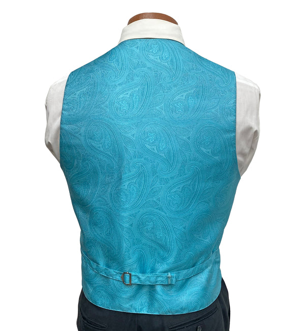 Flow 'Dynasty' Men's Fullback Vest and Tie Set - Malibu Blue FLOW Formals