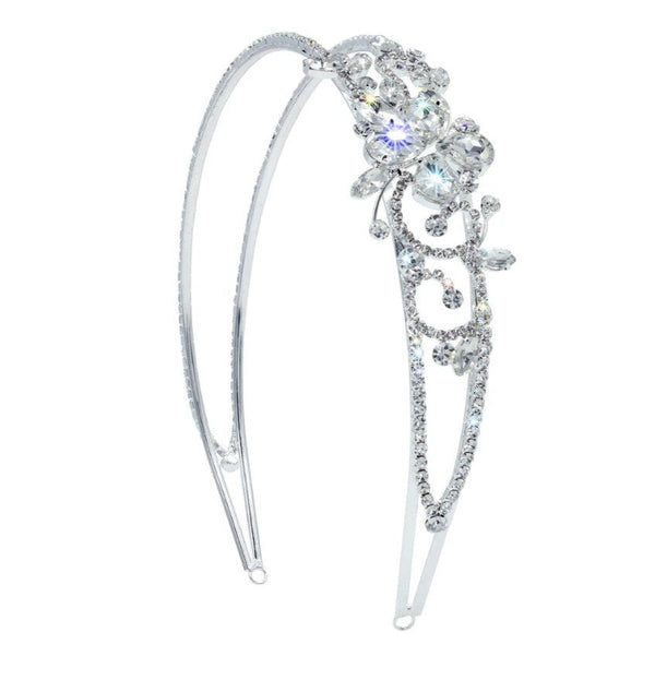 Floral Trellis Crystal Rhinestone Silver Headband Rhinestone Jewelry Corp
