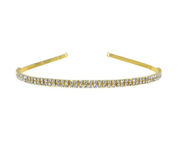 Gold 2 Row Crystal Rhinestone Headband Rhinestone Jewelry Corp