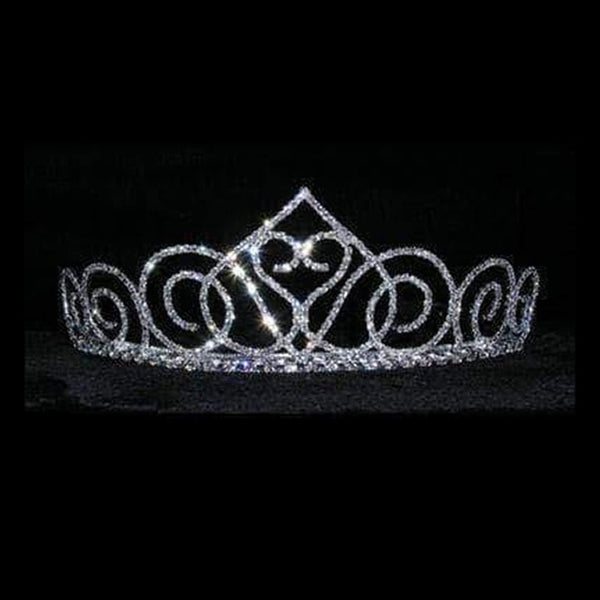 Swooning Heart Crystal Rhinestone 2" Silver Tiara Rhinestone Jewelry Corp