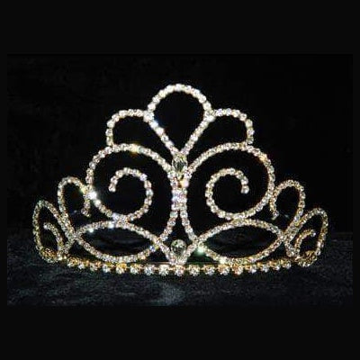 Titan's Queen Crystal Rhinestone 3" Gold Tiara Rhinestone Jewelry Corp