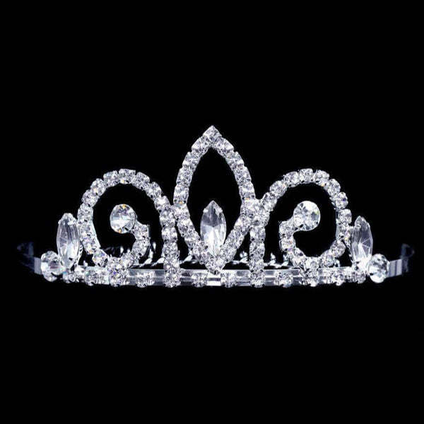 Half Fleur Crystal Rhinestone Silver Mini Tiara Frontal Comb Rhinestone Jewelry Corp