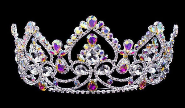 Aurora Borealis Arch Crystal Rhinestone 3.5" Silver Tiara Rhinestone Jewelry Corp