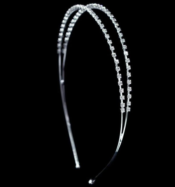 Simplicity 2 Row Silver Crystal Rhinestone Headband