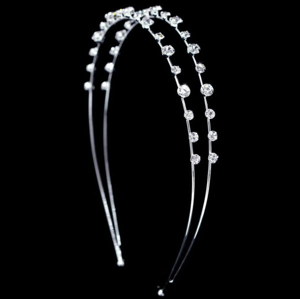 Wire Dot 2 Row Rhinestone Silver Headband Rhinestone Jewelry Corp