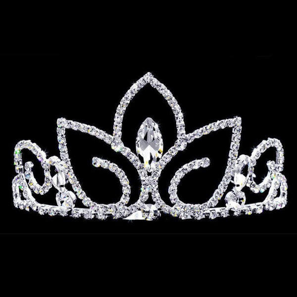 Lotus Crystal Rhinestone 3" Silver Tiara Rhinestone Jewelry Corp
