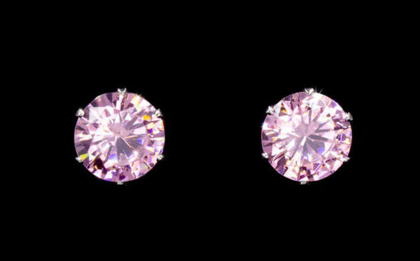 Cubic Zirconia Stud Earrings - Light Rose Rhinestone Jewelry