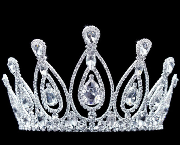 Royal Statement Crystal Rhinestone 4" Silver Tiara Rhinestone JewelryÂ