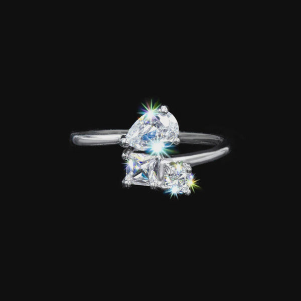 Multi Stone Cubic Zirconia Adjustable Ring Rhinestone Jewelry