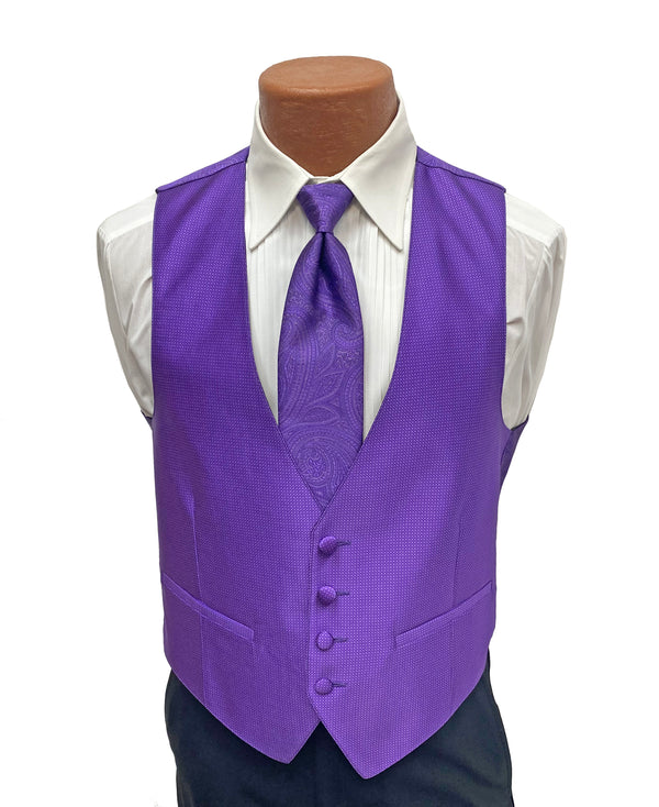 Flow 'Dynasty' Men's Fullback Vest and Tie Set - Viola (Purple) FLOW Formals