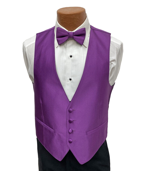 Flow 'Dynasty' Men's Fullback Vest and Tie Set - Magenta Milroy's Formal Wear