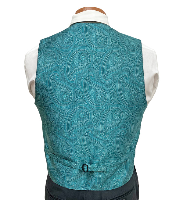 Flow 'Dynasty' Men's Fullback Vest and Tie Set - Gem (Teal / Green) FLOW Formals