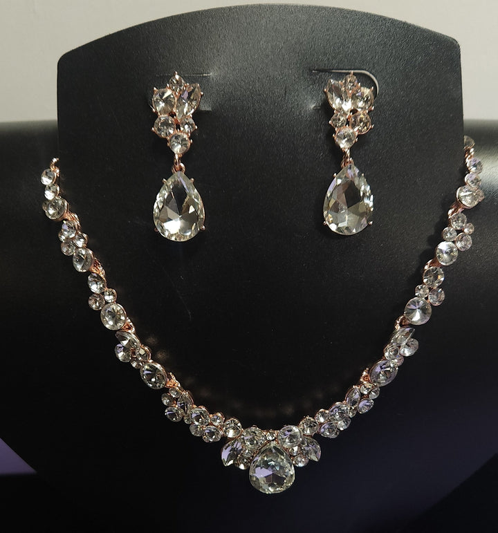 Crystal Cluster Necklace Set
