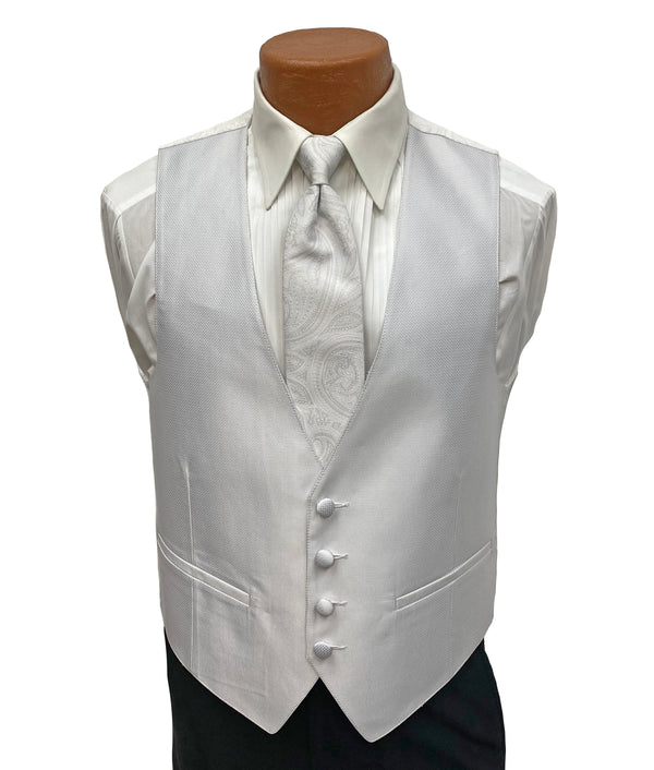 Flow 'Dynasty' Men's Fullback Vest and Tie Set  - White Flow Formals