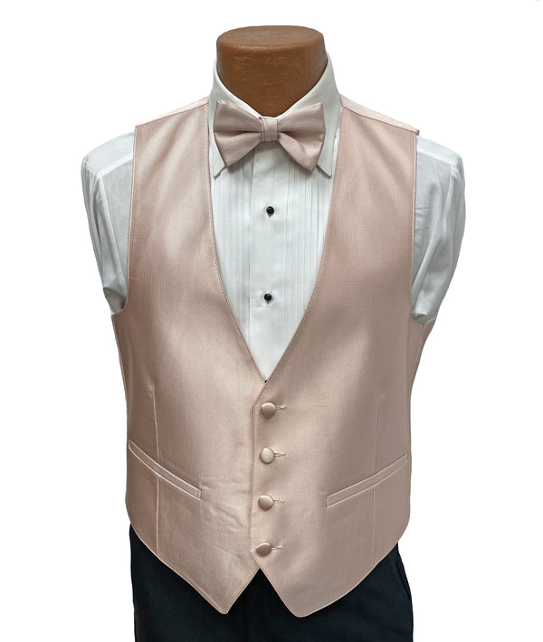 Flow 'Dynasty' Men's Fullback Vest and Tie Set - Blush Milroy's Formal Wear