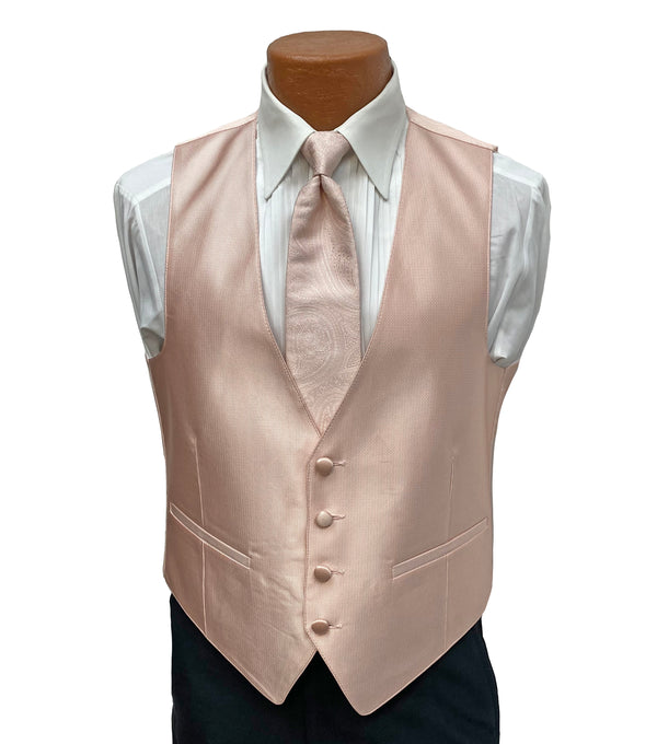 Flow 'Dynasty' Men's Fullback Vest and Tie Set - Blush FLOW Formals