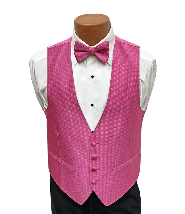 Flow 'Dynasty' Men's Fullback Vest and Tie Set - Fuchsia Pink Milroy's Formal Wear