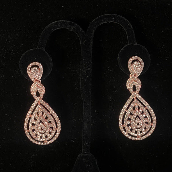 Rhinestone Pave Teardrop Design Rose Gold Earrings Wona Trading Co