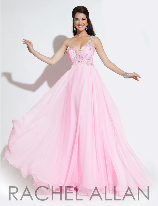 Rachel Allan 2854 Ice Pink Chiffon Dress Rachel Allan