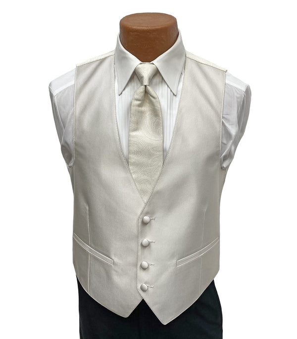 Flow 'Dynasty' Men's Fullback Vest and Tie Set  - Ivory Milroy's Formal Wear
