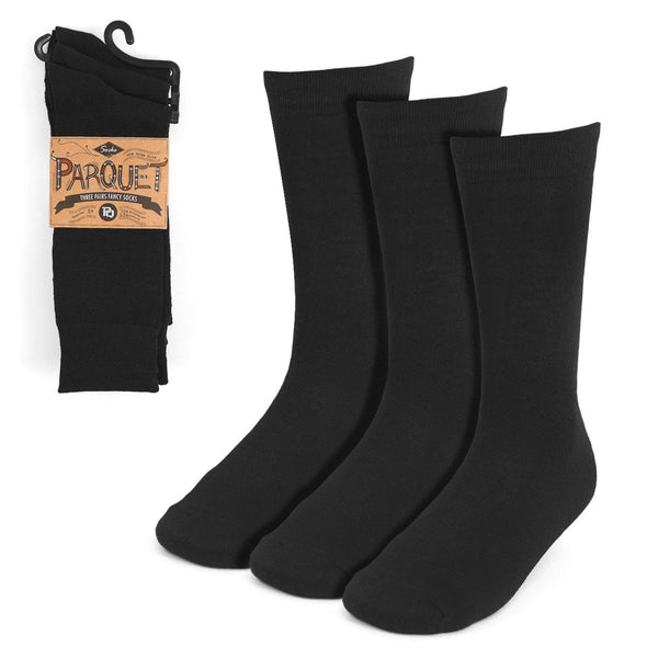 Men's 3 Pack Fancy Crew Socks - All Black SELININY
