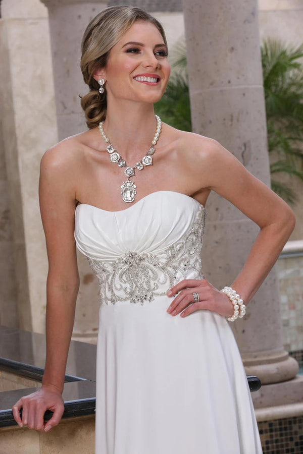 DaVinci Bridal 50365 White Sweetheart Chiffon Dress