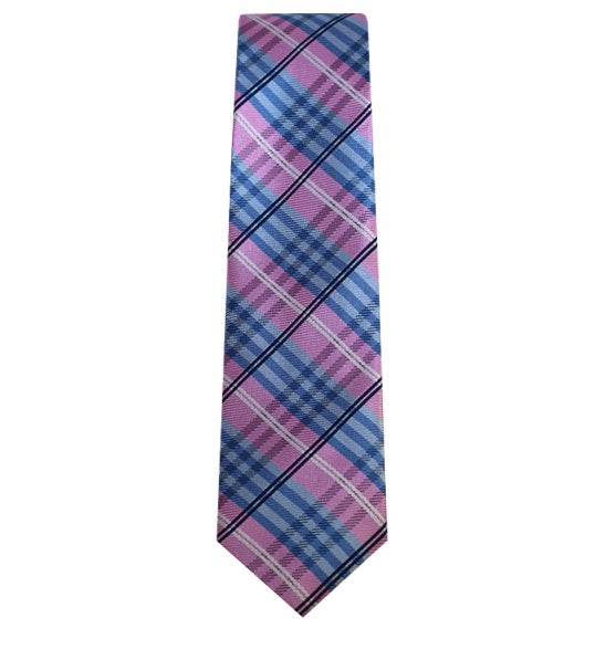 Pink, Blue, White and Black Plaid Design Tie TieOutlet.comÂ