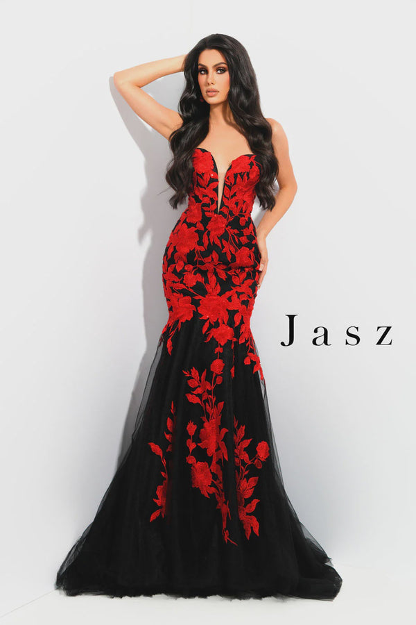 JASZ Couture 7328 Black Red Mermaid Dress Jasz CoutureÂ