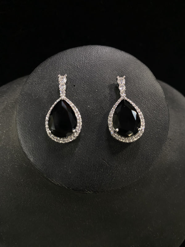 Crystal Pave Black Drop Earrings Cristal D'Or