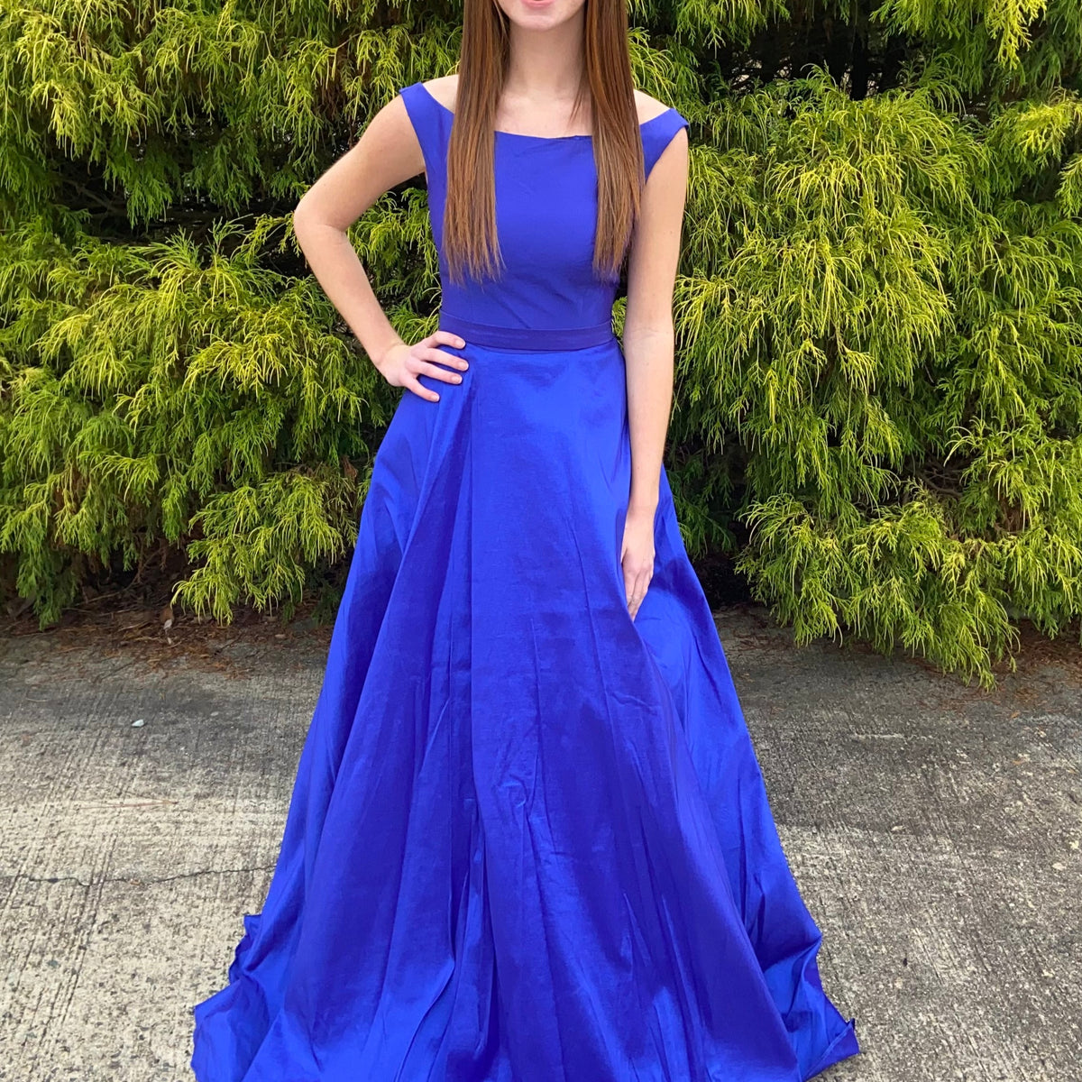 sapphire bridesmaid dresses ALYCE Paris 1428 Sapphire Blue Boat Neck Modest Evening Gown – Formalwear  Outlet