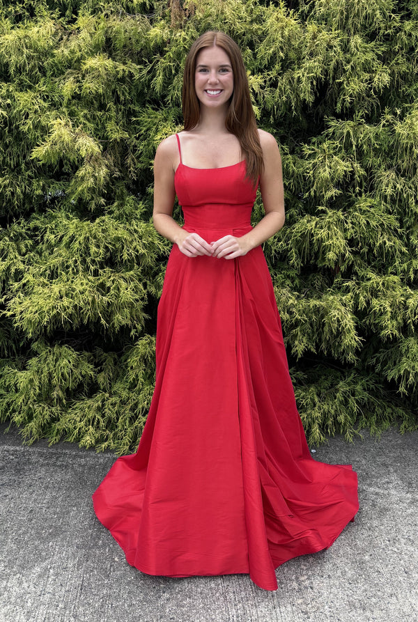 Ava Presley 35738 Red Scoop Neck A-Line Dress Ava Presley