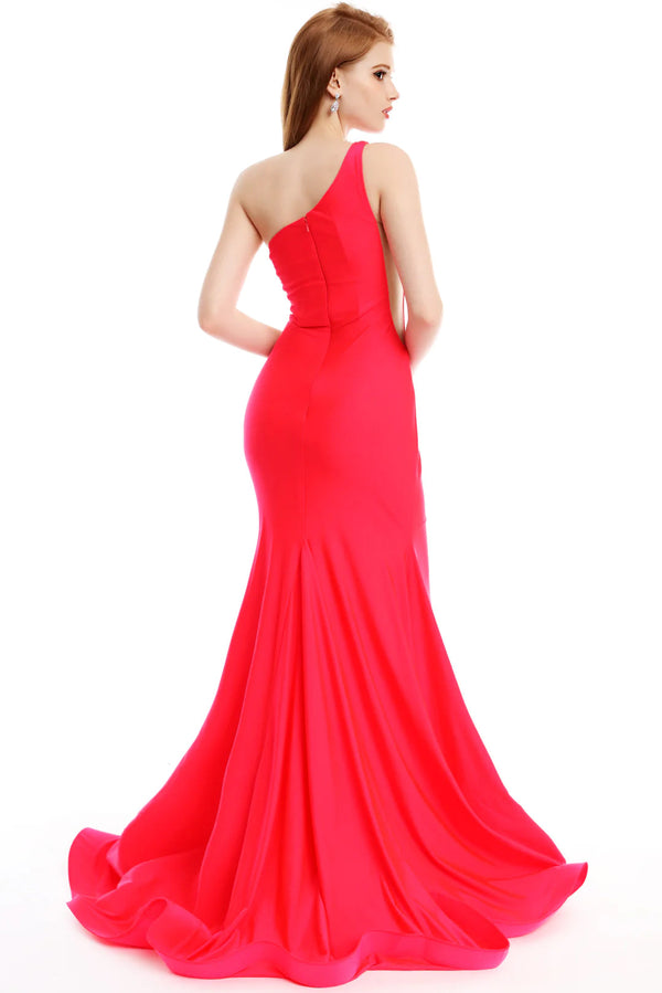 Ava Presley 36010 Coral Red One Shoulder Fitted Dress Ava Presley